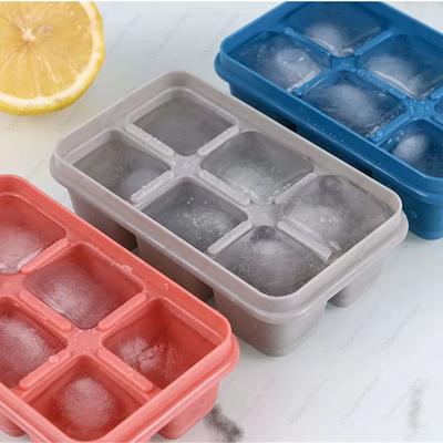 6 Grids Ice Cube Tray with Airtight Lid Easy Release Silicone Bottom Small Ice Mold for Freezer Drinks Cocktail Iced Coffee