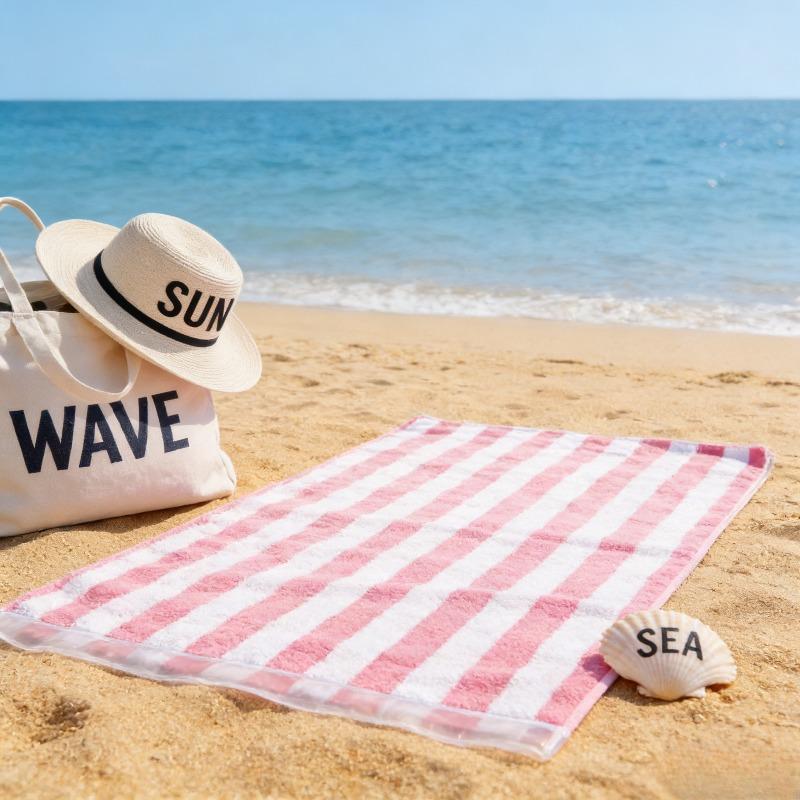 Popular Blue White Striped Beach Towel for Adults Super Absorbent Quick Dry Bath Towel