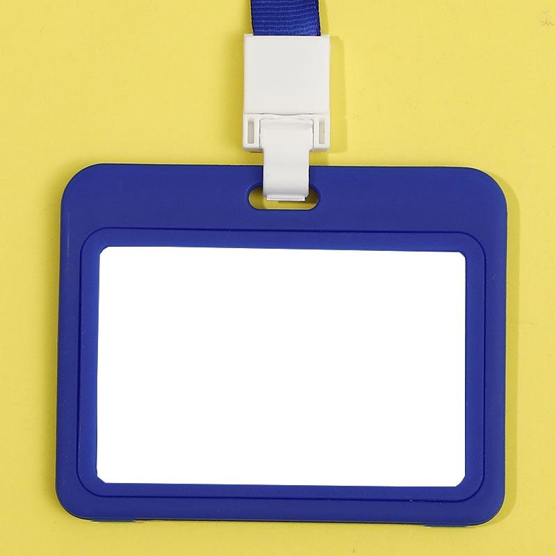 Cute Double Sided Transparent ID Card Holder Waterproof Name Badge Horizontal Id Badge Holder for Work School Clear Plastic