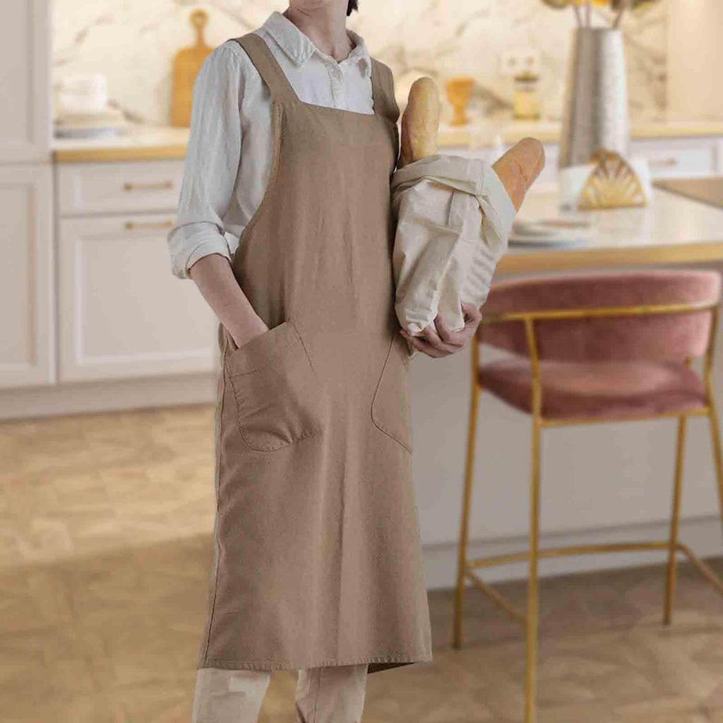 Workshop Apron Painting Apron 34.65inch with Front Pockets Extra Long Japanese for Welding Woman Man Painting