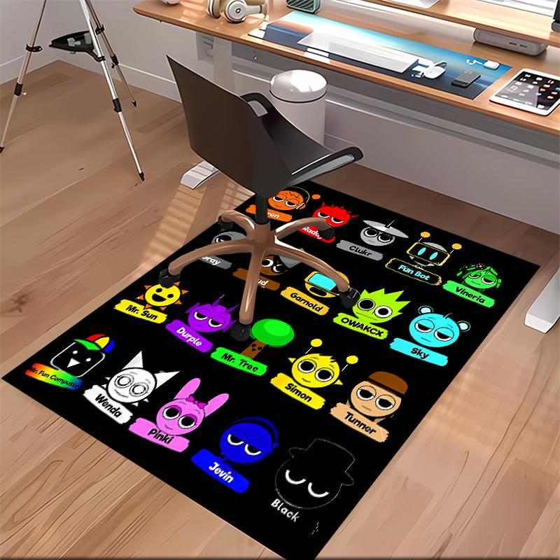 1pc Sprunki Game2 Print Area Rug - Soft, Washable Non-Slip Indoor Mat for Office Chairs, Living Room, Home Office Decorative Rug