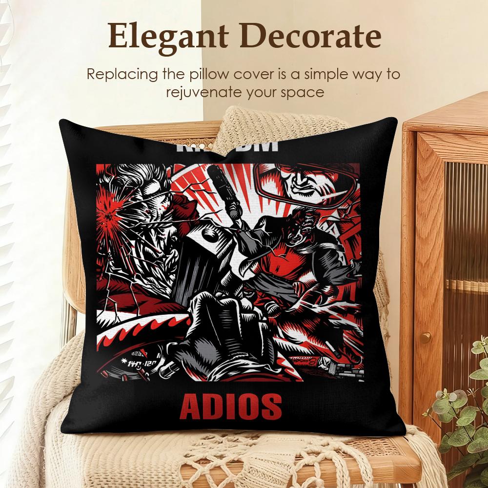 Band KKmfdm Cushion Cover Natural Linen Organic Fabric DoubleSided Printing Sofa Home Decor Gift Pillow Case