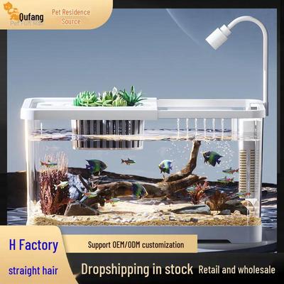 Premium Desktop Aquarium with Ecological Filtration and Oxygenation - High Transparency Fish and Turtle Tank for Home or Office