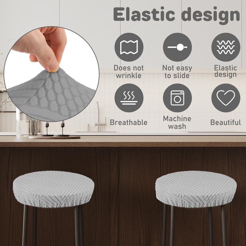 4Pcs Elastic Bar Stool Cover Fits 11 To 18 Inches Chair Washable Polyester Round Stool Cover for Home Cafe Office Restaurant