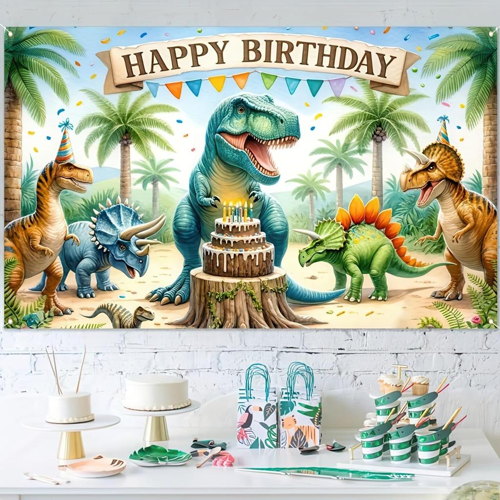 Dinosaur Birthday Banner Backdrop for Kids Decorations Prehistoric Party Supplies Happy Birthday Backdrop Dino Banner Dinosaur Decorations for