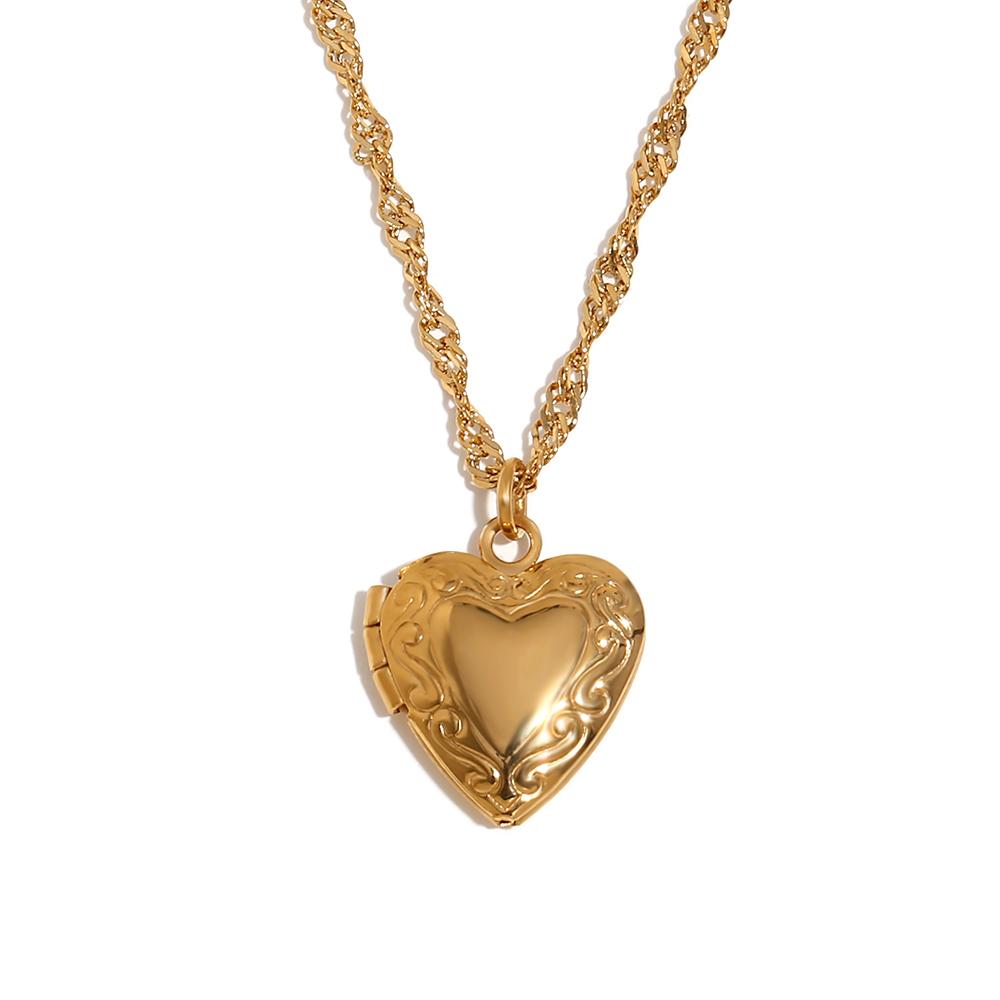 MamacitaSlay Meaningful Hollow Heart Puppy Fingerprint Can Paste Photo Pendant Necklaces for women stainless steel jewelry woman