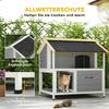 Außenkatzenhaus, Katzenunterstand für den Außenbereich, Wasserdicht, Scharnierklappdach, Fichtenholz, 80 x 93 x 95, Grau