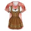 Women's V Neck Short Sleeve Work Shirt with Pockets Oktoberfest Print Medical Uniform Top Nurse Scrub Tee for Healthcare Professionals