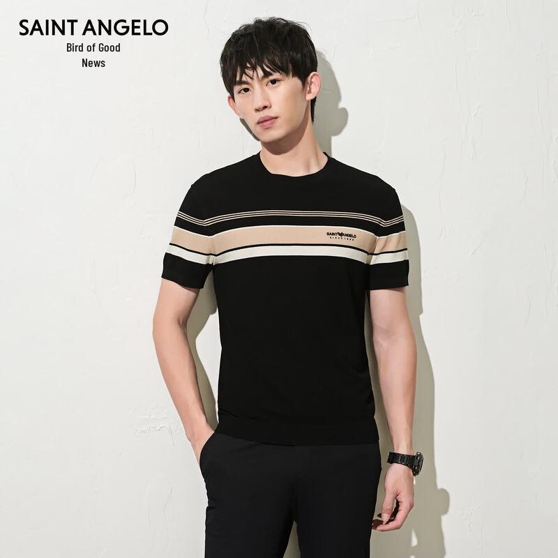 Men s Striped Casual Short Sleeve T-Shirt XL