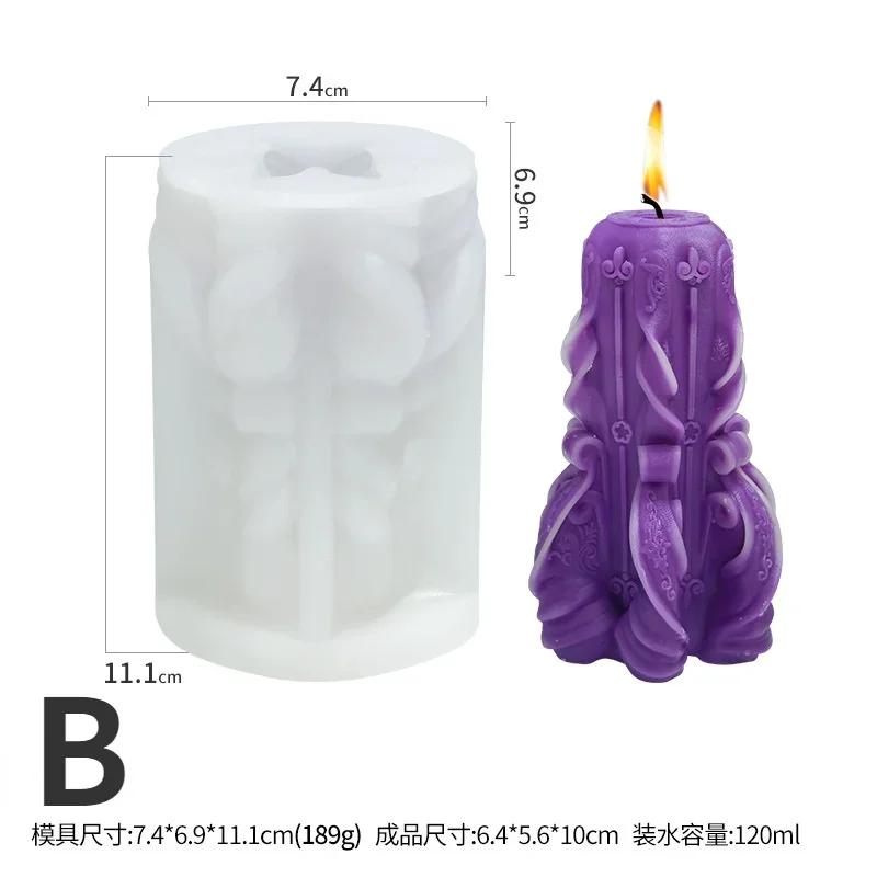 New Creative Carved Silicone Candle Mold For DIY Aromatherapy Candle Plaster Ornaments Soap Epoxy Resin Mould Handicrafts Making