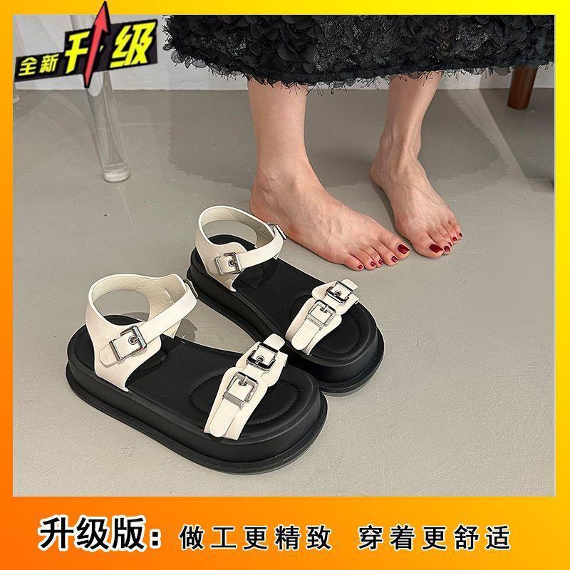 

2025 лето новая мода нишевый дизайн чувство простой ветер слово с босоножками с открытым носком женские универсальные повседневные сандалии 40