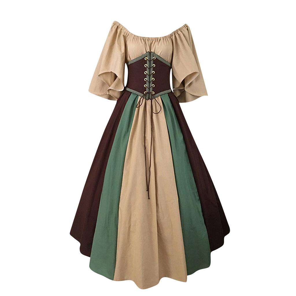 Neues mittelalterliches Kostüm für Damen Halloween Korsett Gotisches Renaissancekleid Übergröße Glockenärmel Ballkleid Cosplay Kleidung
