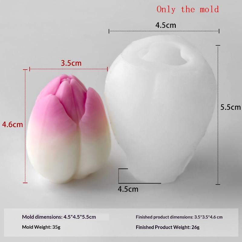 1ks Ručně vyráběná vonná svíčka Sádrové pryskyřičné formy DIY Květiny Tulipán Silikonová forma Domácí sušenky Čokoládové bonbony Pečicí nástroj