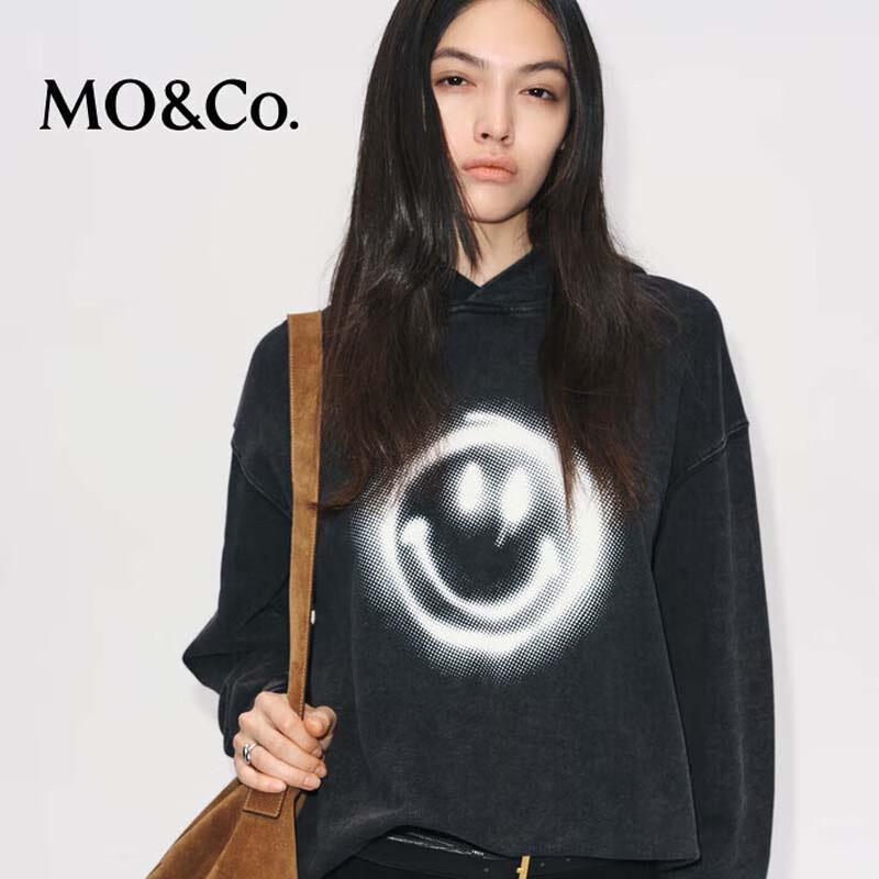 MO&Co. Women's Printed Washed Pullover Hoodie