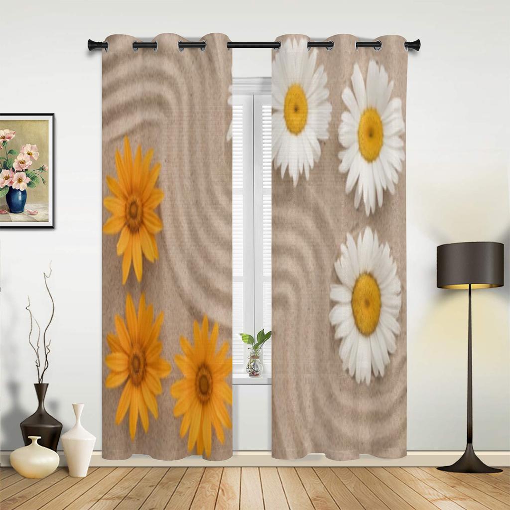 Beautiful Sand And Flowers Window Curtains For Living Room Luxury Bedroom Decor Drapes Kitchen Window Treatments Curtains