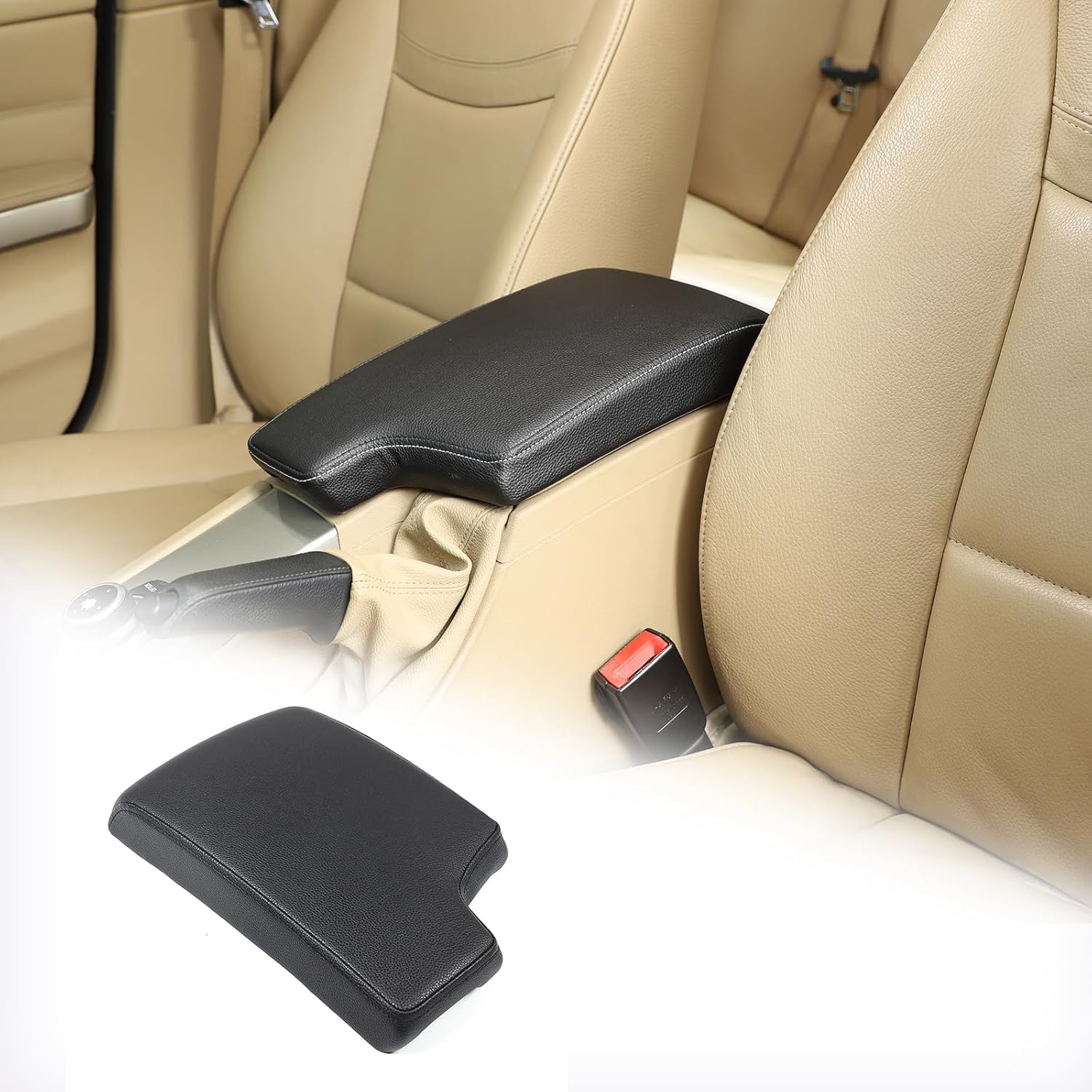 

TINKI Car Armrest Box Cover for BMW 3 Series E90 E91 E92 E93 2006-2012 ABS & Leather Center Console Cover for 318i 320i 323i 325i 328i 330i 335i