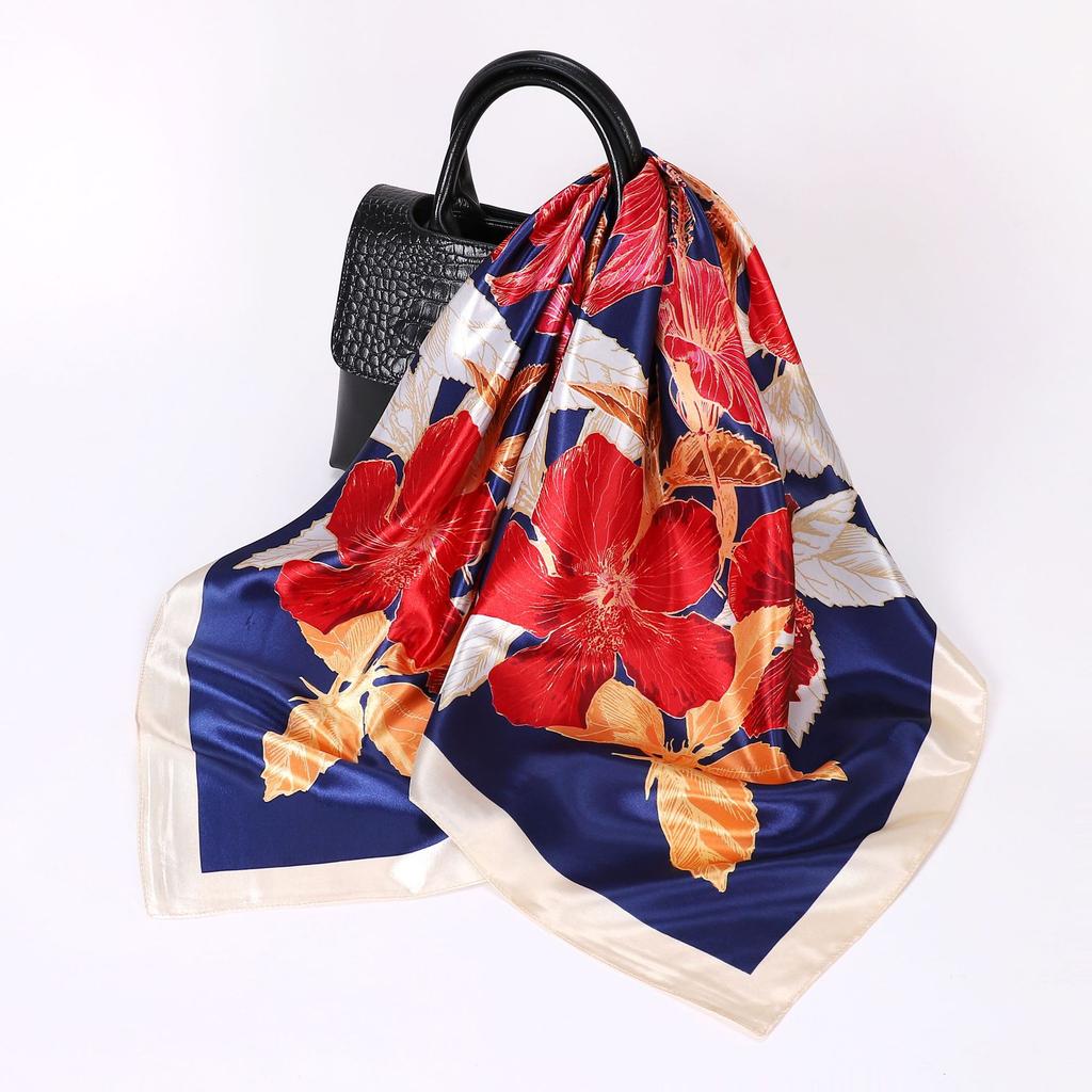 Women's Baotou Artificial Silk Satin Silk Scarf 90cm Printing Square Scarf Silk Scarf