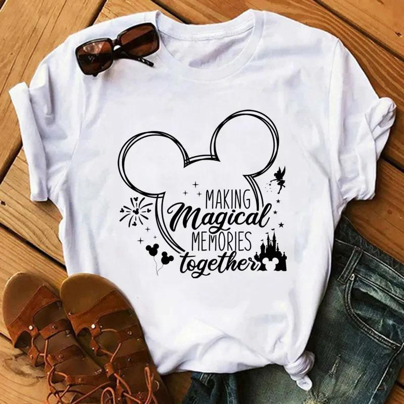 Disney Cartoon 2025 Travel Pattern Printed T-Shirt Summer Women's Casual Tops T-Shirt Fashion Clothing Harajuku Y2k T-Shirt