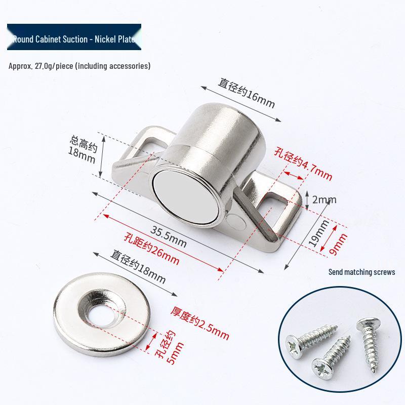 Zinklegering Antik Skåp Magnetlås - Stark Rund Magnet för Skåp, Garderober och Kraftig Möbelbeslag.