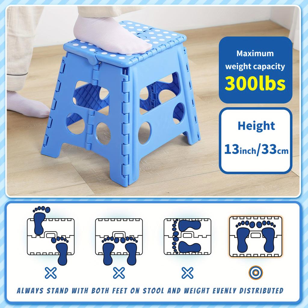Portable Lightweight Non-Slip 1pc Foldable Step Stool - with Handle for Outdoor Camping, Fishing, Picnics and Trips - Christmas Gift
