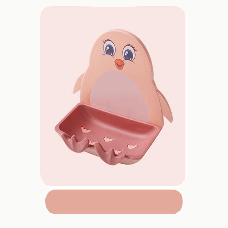 Bathroom Household Perforated Little Penguin Drain Toilet Soap Box Wall Mounted Soap Dish Toilet Suction Cup Storage Soap Box