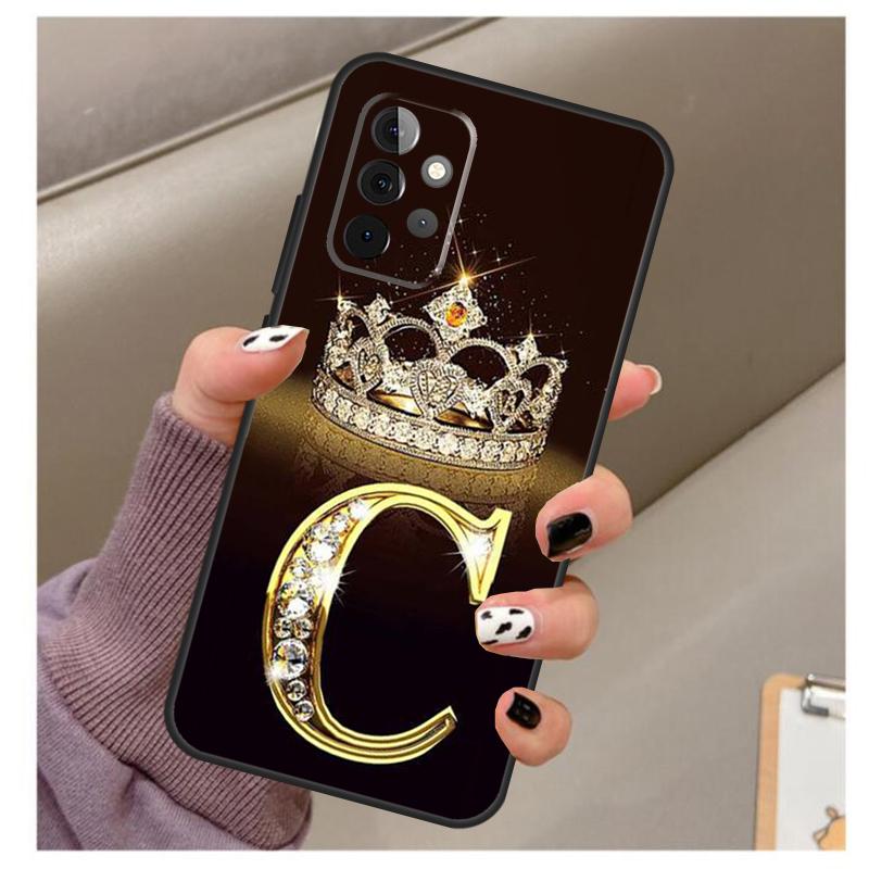 Letter Monogram Goud Marmeren Hoesje Voor Samsung Galaxy A56 A16 A26 A36 A06 A52 A53 A33 A13 A34 A54 A14 A15 A35 A55 A22 A32