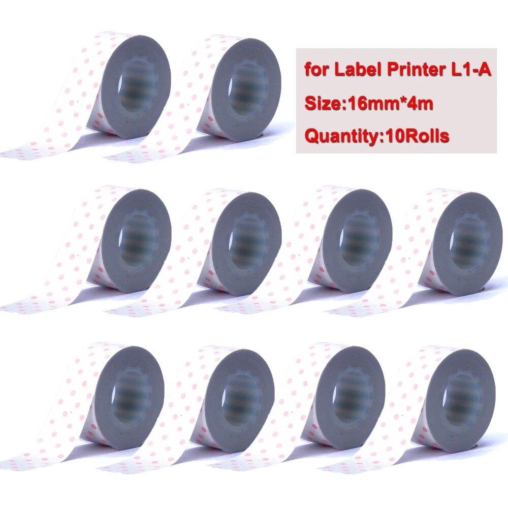 10 Rollen 16 mm x 4 m Etikettenband für MakeID L1 Bluetooth-Thermoetikettendrucker L1-A Pocket Maker Tintenloser Druck DIY-Aufkleber für Zuhause