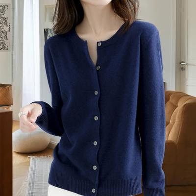 Yousheng Women Sweater Fashionable Crew Neck Button Closure Cardigan Soft Comfortable Knitted Sweater for Daily Wear