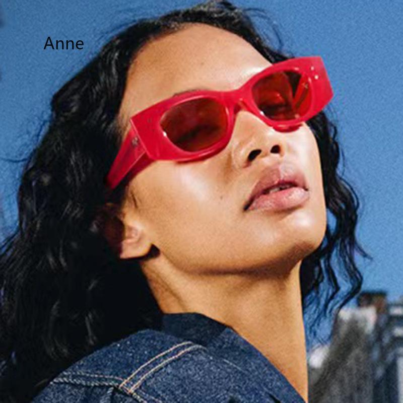 Vintage Retro Rivet Cat Eye Sunglasses Women Fashion  Designer Luxury Polygon Small Sun Glasses Eyeglasses UV400 gafas