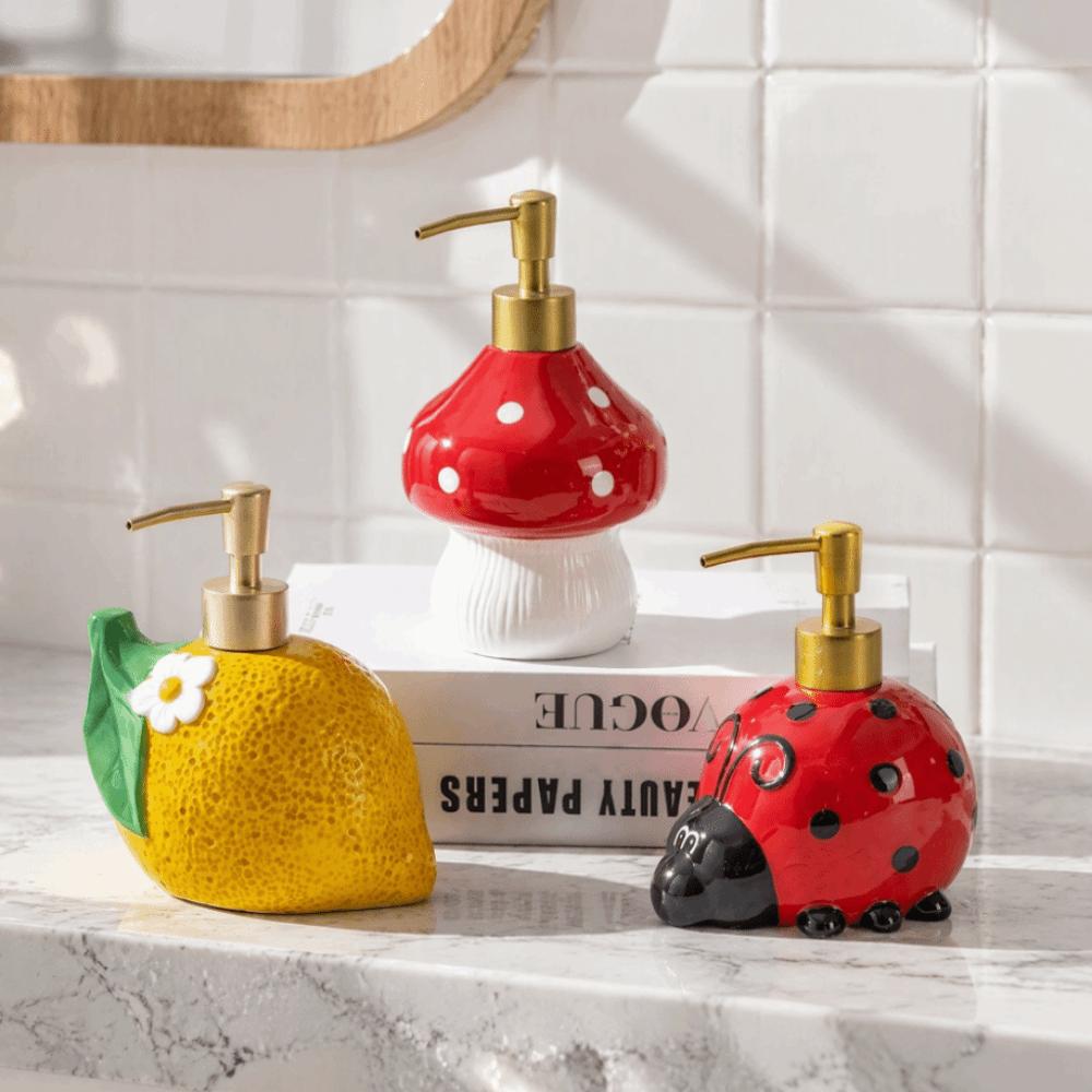 Large Capacity Ceramic Soap Dispenser Decorative Refillable Bathroom Lotion Dispensers Cute Standalone