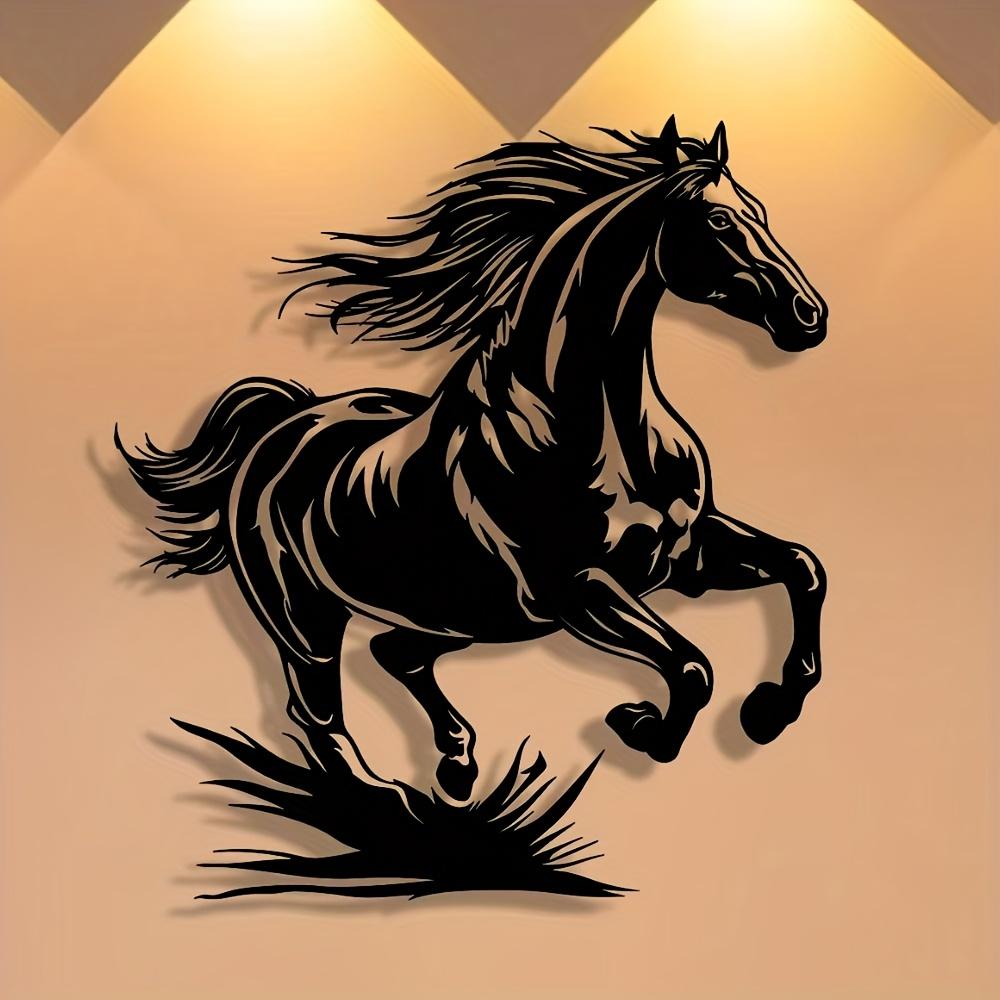 1pc Metal Wild Horse Wall Art, Minimalist Water Ripple Design for Home Office Patio Decor, Reusable Gift