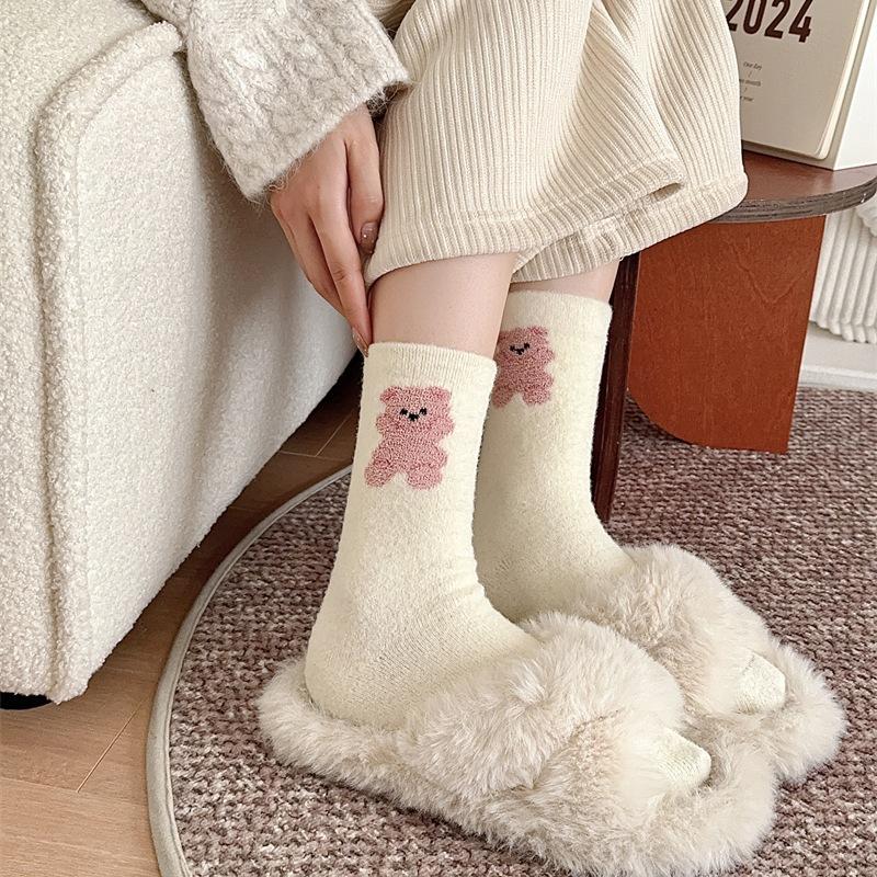 Australian Fleece Socks Boneless Medium Tube Socks Fleece Thickened Warm Confinement Socks Fluffy Home Sleep Floor Socks