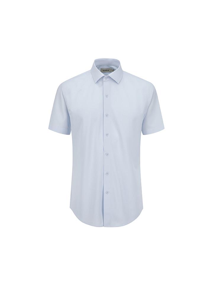 Giozia Men S) Slim Fit Semi-Wide Collar Short Sleeve Shirt_Blue Bl (Blue)/95