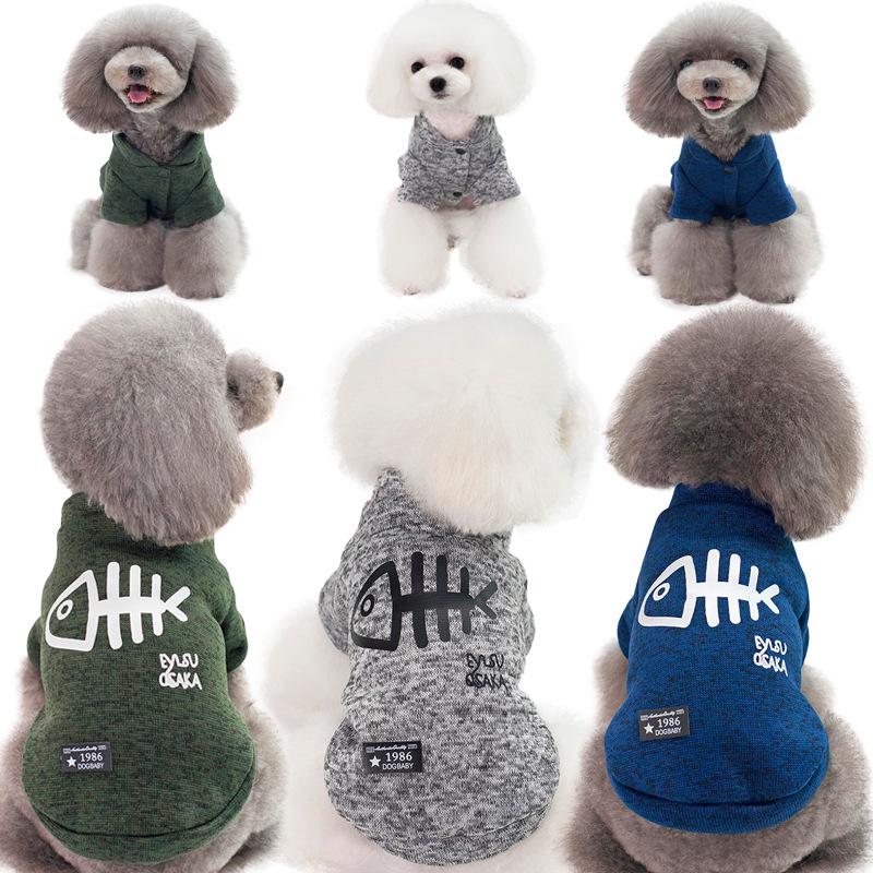 Fishbone Cat Clothes Winter Warm Pet Sweatshirt for Cats Dogs Puppy Clothing Ragdoll Sphynx Coat Chihuahua Poodle Jacket Apparel