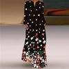 Fashion Style Spring and Summer Fashion New Women's Retro Butterfly Print Long Dress Export V Neck Long Sleeves Pocket Dress