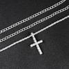 Classic Stylish Cross Jewelry Set Hip-hop Punk Inlaid Zircons Cross Pendant Necklace+Simplicity Cuban Chain Men Party Gift