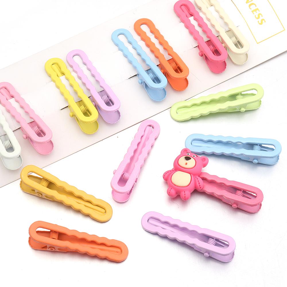 30pcs 5cm Candy Color Hair Clips Metal Hollow Wave Hairpin For Women Girls DIY Bangs Side Clip Makeup Hair Styling Accessories