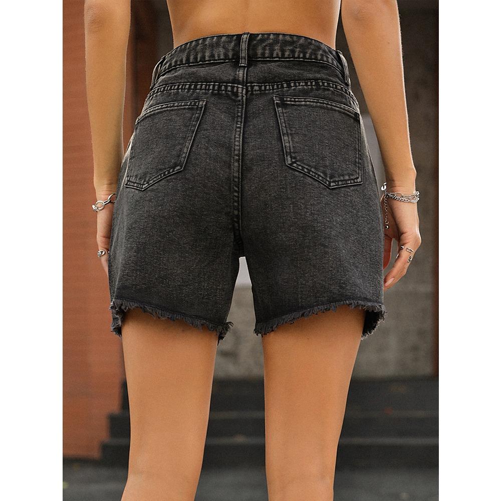 Pantaloncini di Jeans Larghi a Vita Alta da Donna, Pantaloncini Jeans alla Moda Casual Slim Fit per l'Uso Quotidiano delle Signore