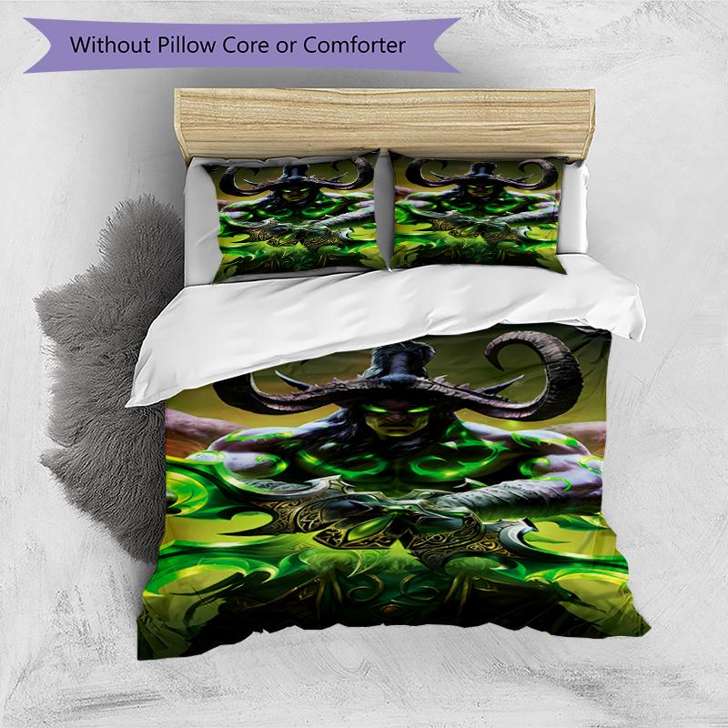 3pcs World of Warcraft Characters2 Pattern Bedding Set Duvet Cover Set Includes Duvet Cover &pillowcases, Perfect All Season Bedroom Decoration & Gift