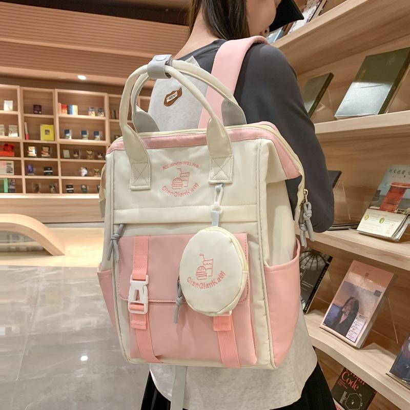 

Princess backpack nylon cloth light anti-splashing fashion versatile going out bag junior high school student schoolbag рожевий