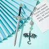 Sword-Shaped Weapon Model Metal Bookmark With Double-Winged Dragon Pendant Book Lovers Reading Accessories Birthday Gift