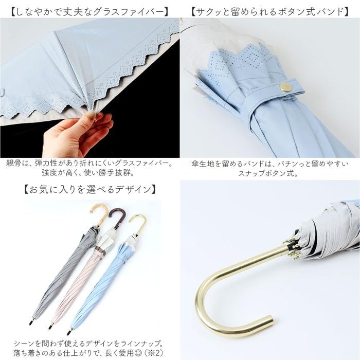 ATTAIN 6710 Long for Sun and Rain Beige, Hand-Opened Umbrella, 50cm,