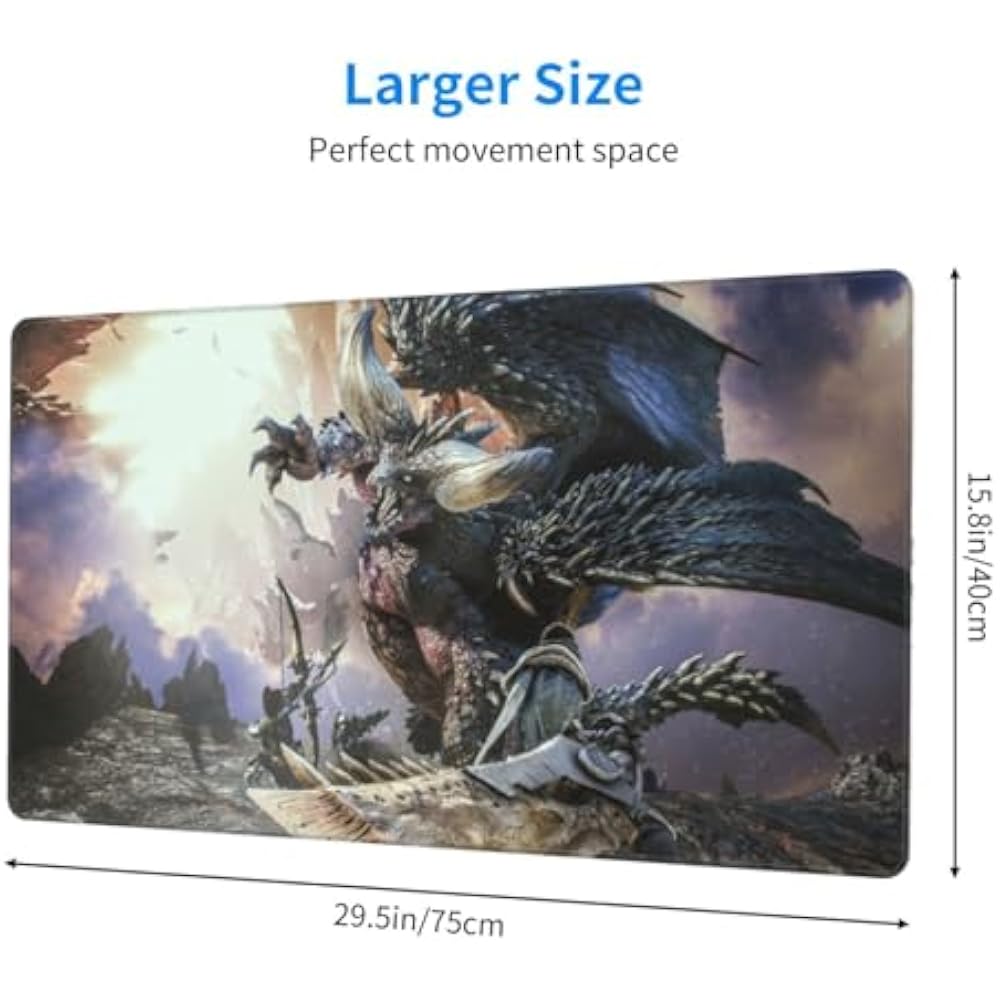 Monster Hunter Large Mouse Pad, Anime Desk Mat, Gaming Mouse Pad, Non-slip, Waterproof, Office De...