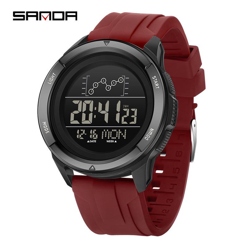 SANDA Outdoor Multifunctional Waterproof Men's Watch with Large Screen Display for Students