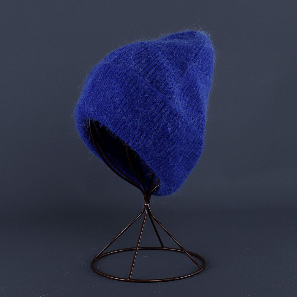 Rabbit Fur Beanies Soft Warm Fluffy Winter Hat for Women Angora Knitted Hat Beanies Female Bonnet warm Woman Knit Cap