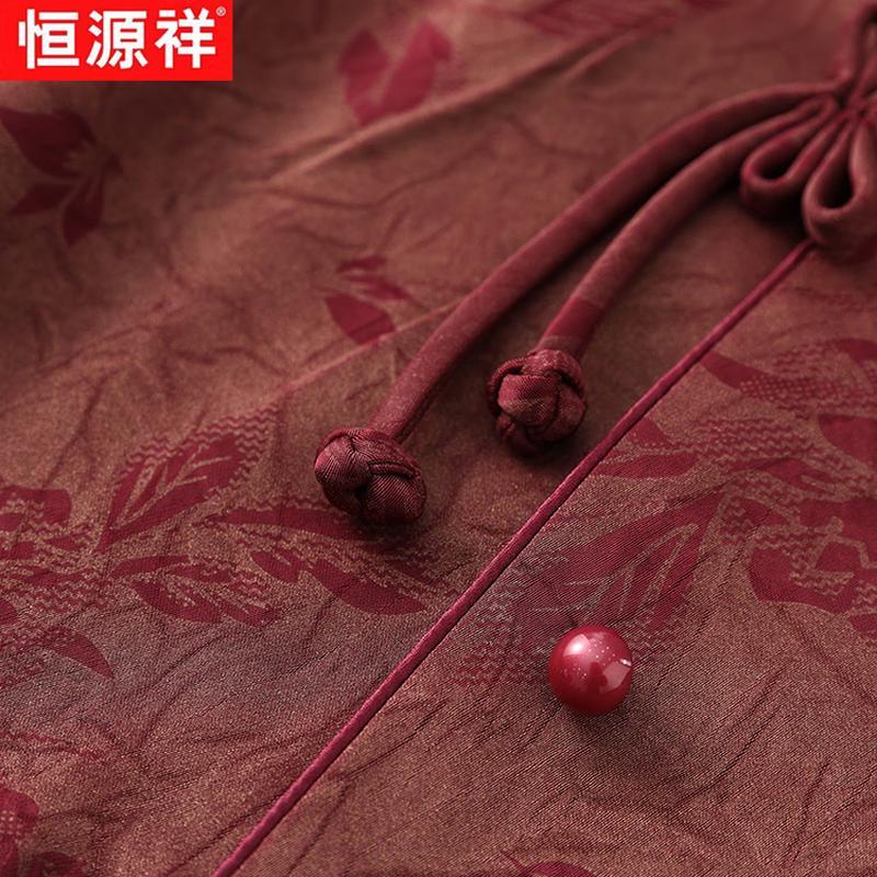 Hengyuanxiang New Chinese Style Stand Collar Seven-Quarter Sleeve Plus Size Shirt
