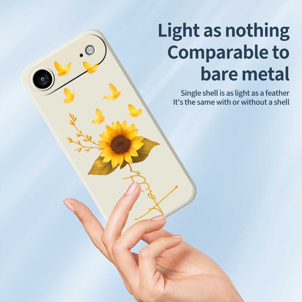 For iPhone 17 Air Case Golden Butterfly Sunflower Pattern Printing Straight Edge TPU Phone Back Cover