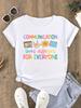 Fun Pattern Print Unisex Casual Short Sleeve Tee Crew Neck Tshirt With Various Communication Method Graphics For Everyday Wear