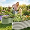 Raised Garden Bed Metal Galvanized Steel Oval Garden Bed 8x2x1.5 ft with 18-Inch Deep Open-Bottom Design for Outdoor Vegetable