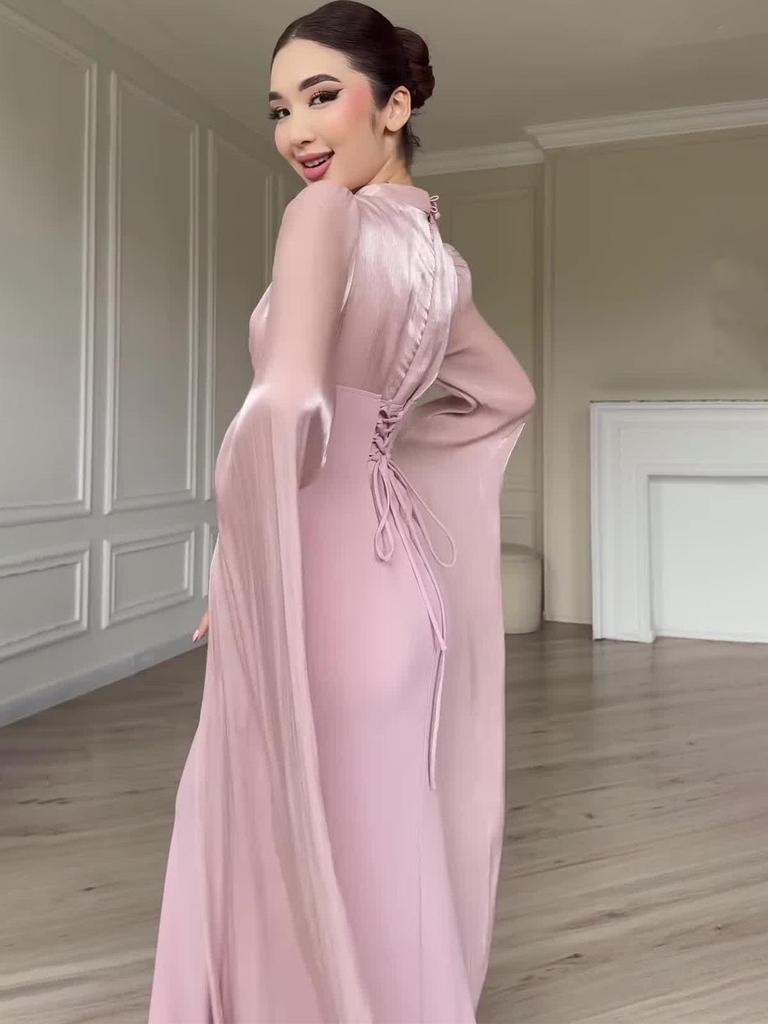 2025 Spring Elegant Long-Sleeve Silky Dress